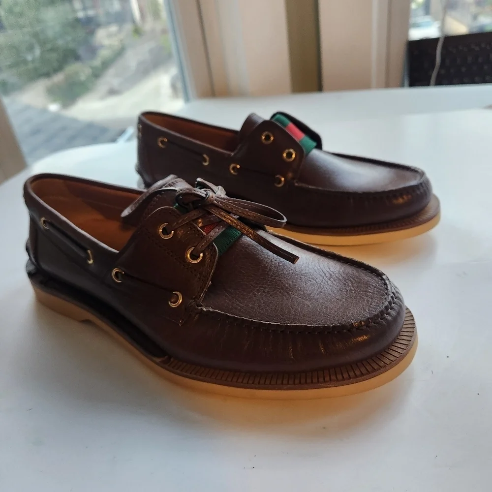 Gucci Delta Boat Loafer In Cocoa size 7 BNWOB missing lace